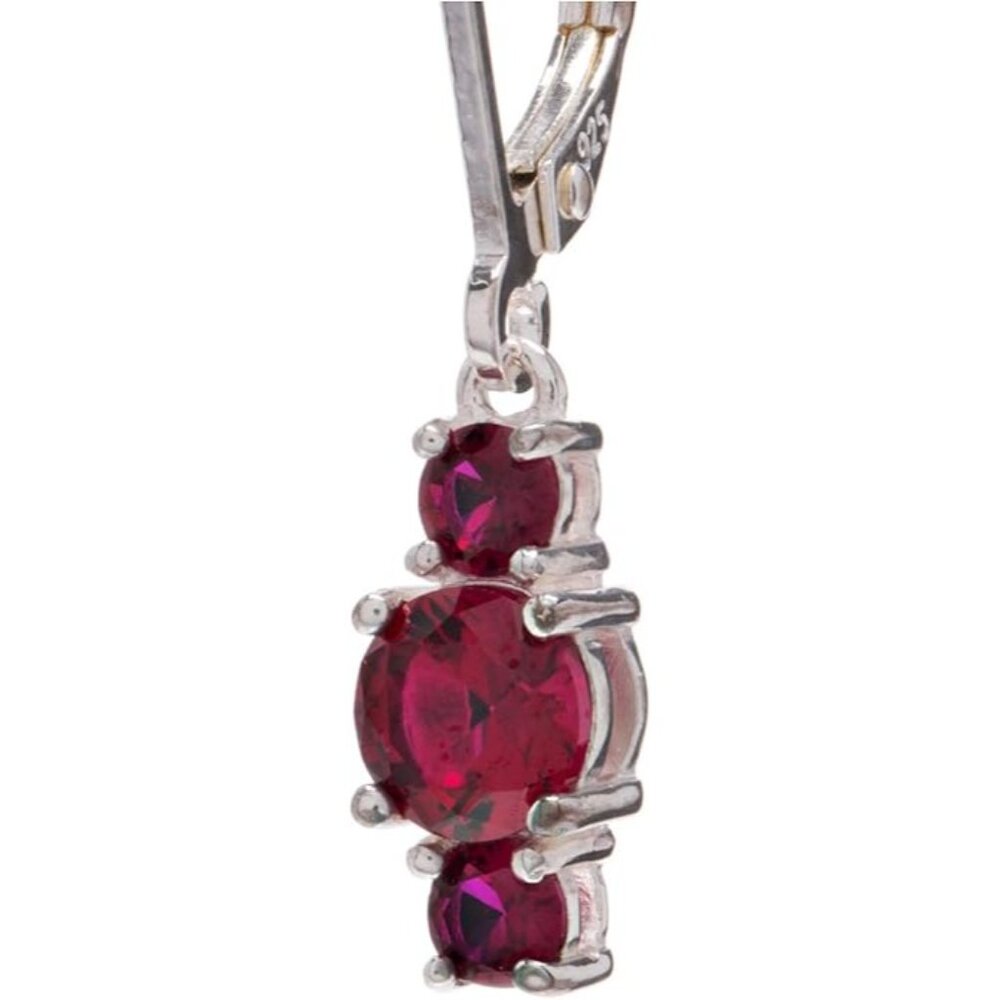 Created Ruby,July Sterling Silver Created Three S… - image 2
